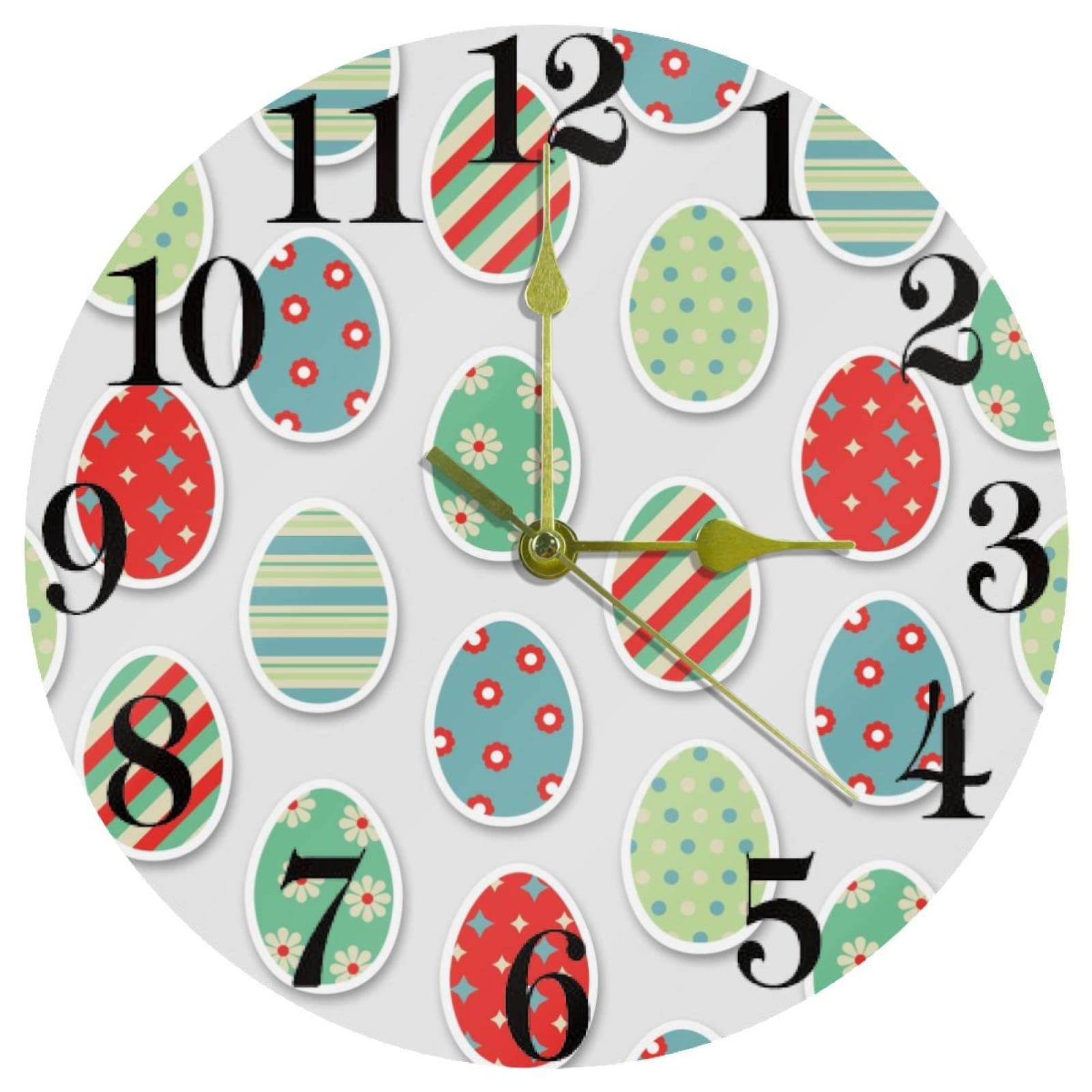 Horloge murale à quartz motif œufs de Pâques, cadeau idéal pour décoration maison
