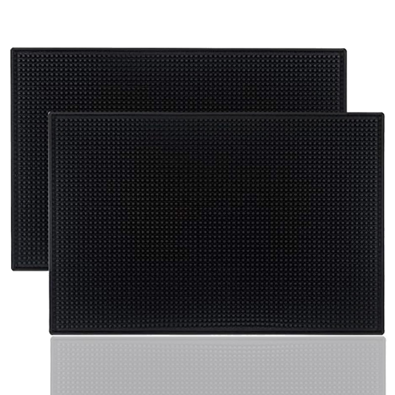 Tappetino da Bar in Gomma, 45 x 30 cm, Nero, per Bancone (2 Pezzi) (iEU0077)