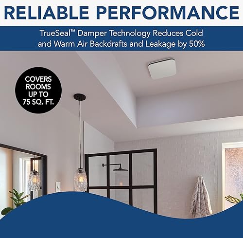 Miniatura 3 de Broan-NuTone AER80K Roomside CleanCover - Extractor de ventilación para baño, 80 CFM, 0.7 Sones, color blanco