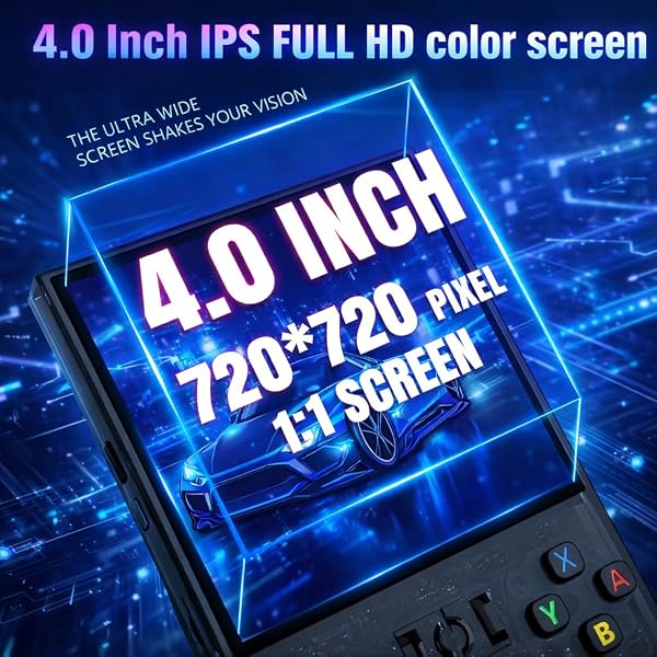 Retro R36MAX Portable Game Console, 4 Inch IPS Screen 720 × 720, 128 GB TF Card, 22,000 Integrated Classic Games, Dual Analog Joystick, 4000 mAh Battery, Black - 4