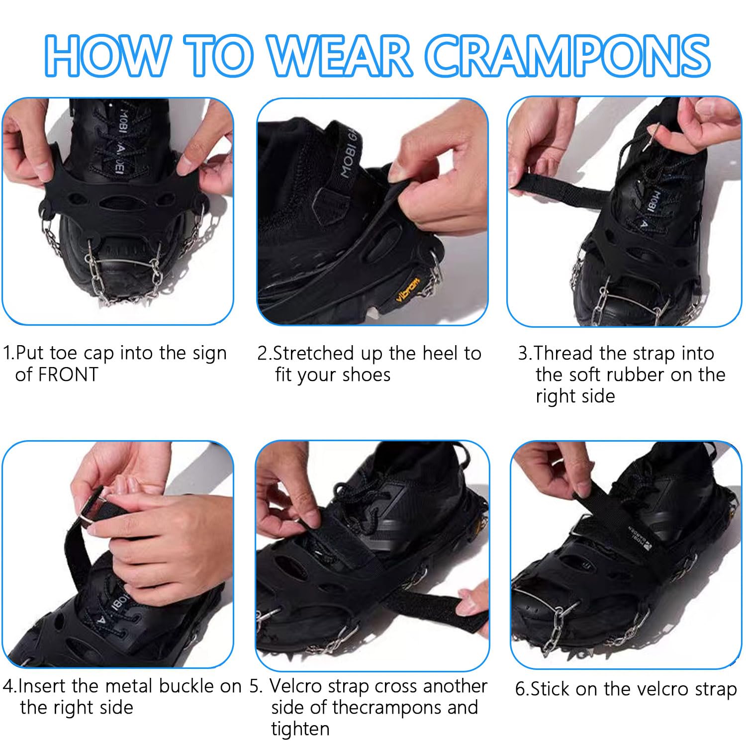 KEELYY Steigeisen für Wanderschuhe, Steigeisen für Bergschuhe mit19 Schuhspikes, Verdickte Schuhkrallen aus Edelstahl, Traktion mit Anti-Rutsch, für Walking, Joggen, Klettern und Wandern