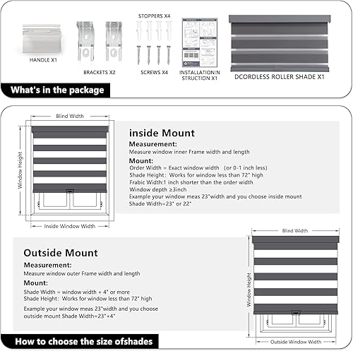 Miniatura 5 de AOSKY - Persianas sin cordón, con diseño de cebra y parada libre, enrollables, de doble capa, filtrantes de luz, de privacidad, para el hogar,