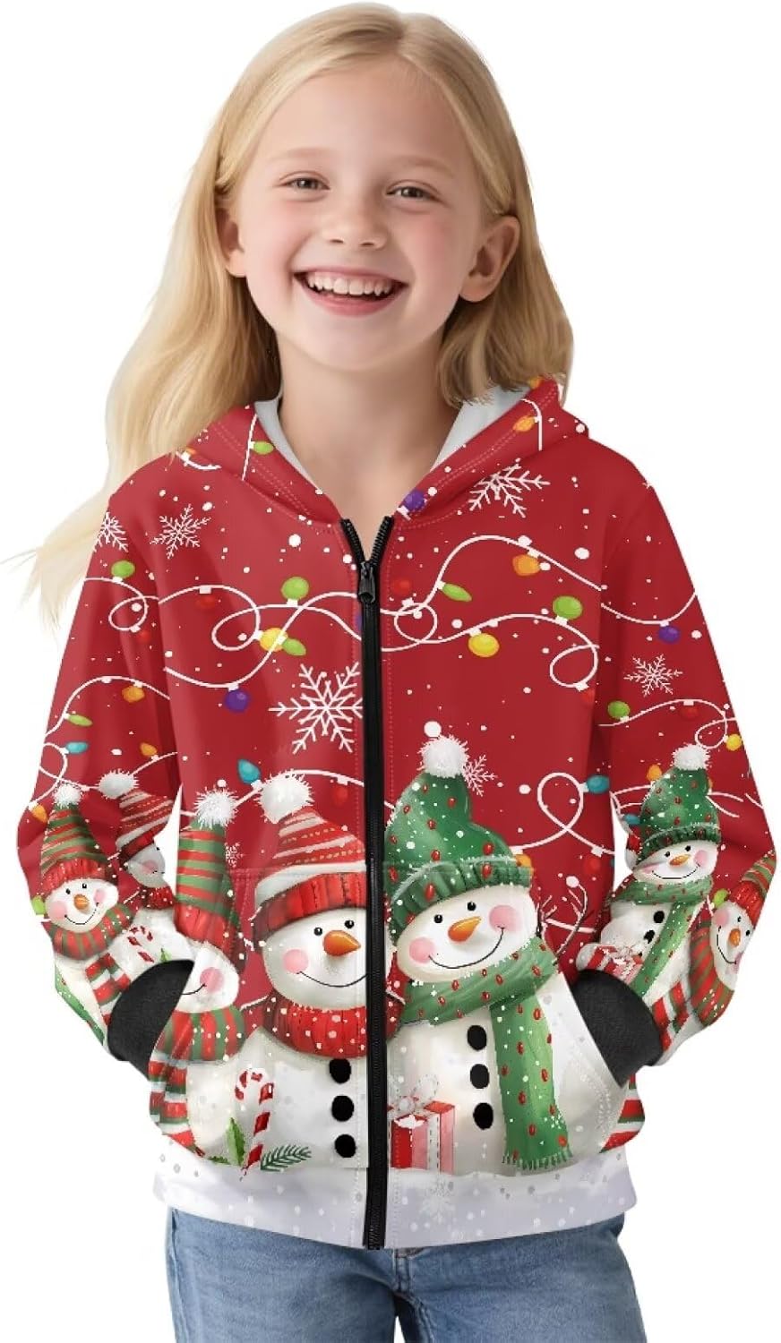 Girls Long Sleeve Hooded Sweatshirt Zip Hoodies for Kids Winter Jackets with Pockets Warm Tops for Home 6-16