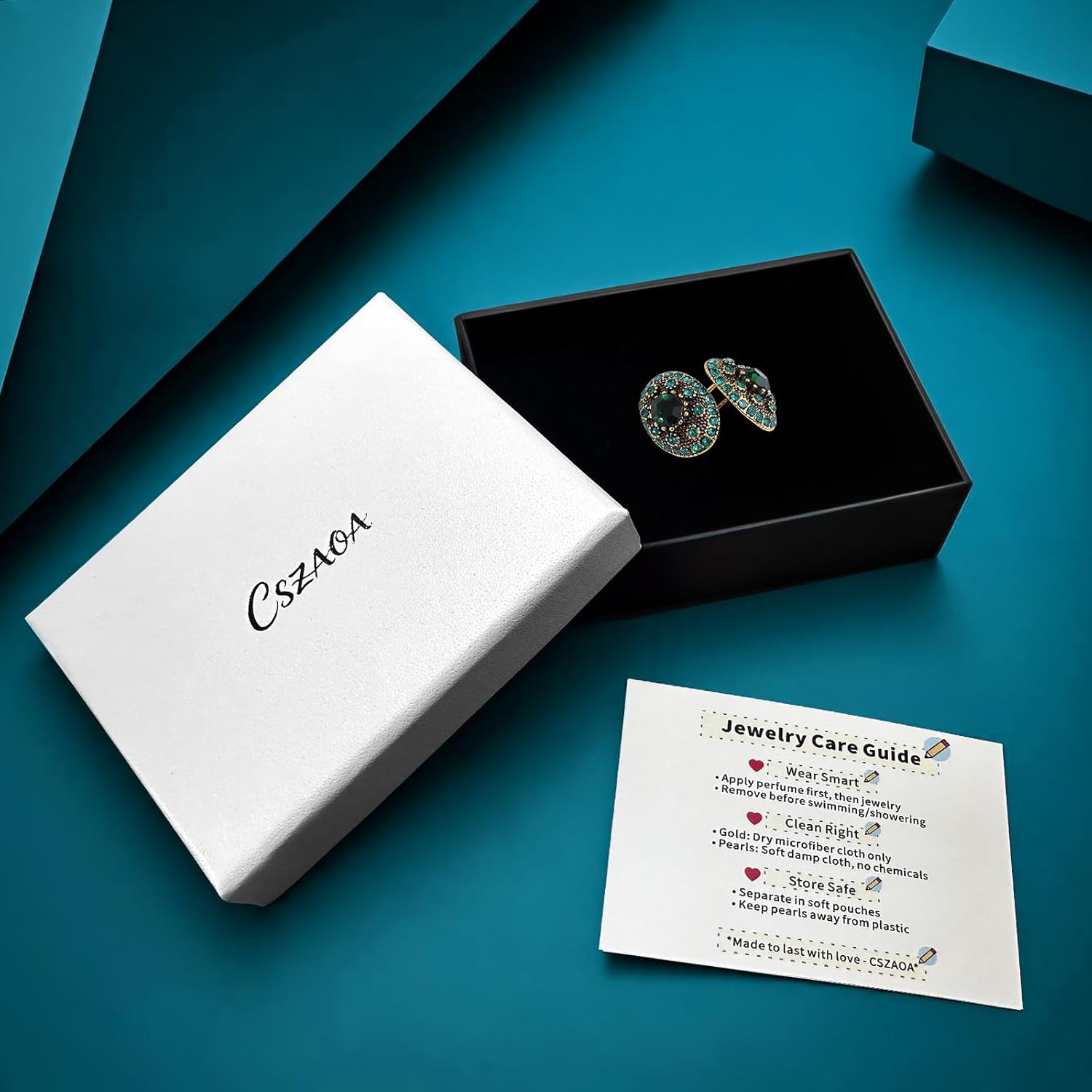 Silver Needle Vintage Emerald Earrings,Zircon Low-Allergenic Earring,Green Peacock earrings symbolizing good luck and protection,Exquisite Packaging - Image 7