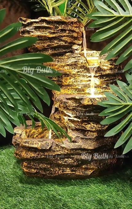 Big Bulk 3 Steps 3 Layer Water Fountain for Home Decor/Living Room/Hall/Office/Garden Fountain/Puja Room/Indoor Fountain/Outdoor Fountain (Golden : 32 x 28 x 56 cm)