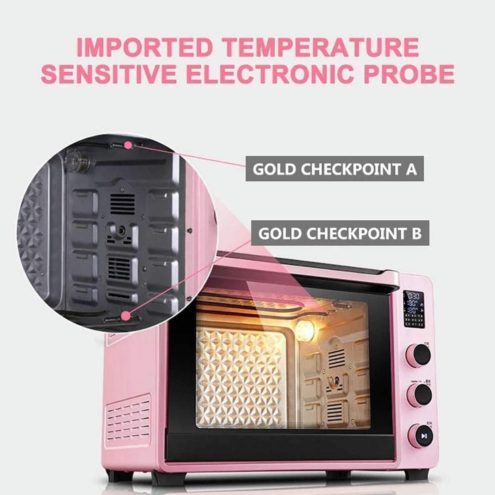 Forno Intelligente, Mini Forno Elettrico con Piastra di Riscaldamento per Cottura A Casa, Forno da 40 L, Mini Forno A Casa Automatico, Visualizzazione A LED, Forno Tostapane Convezione (Verde)