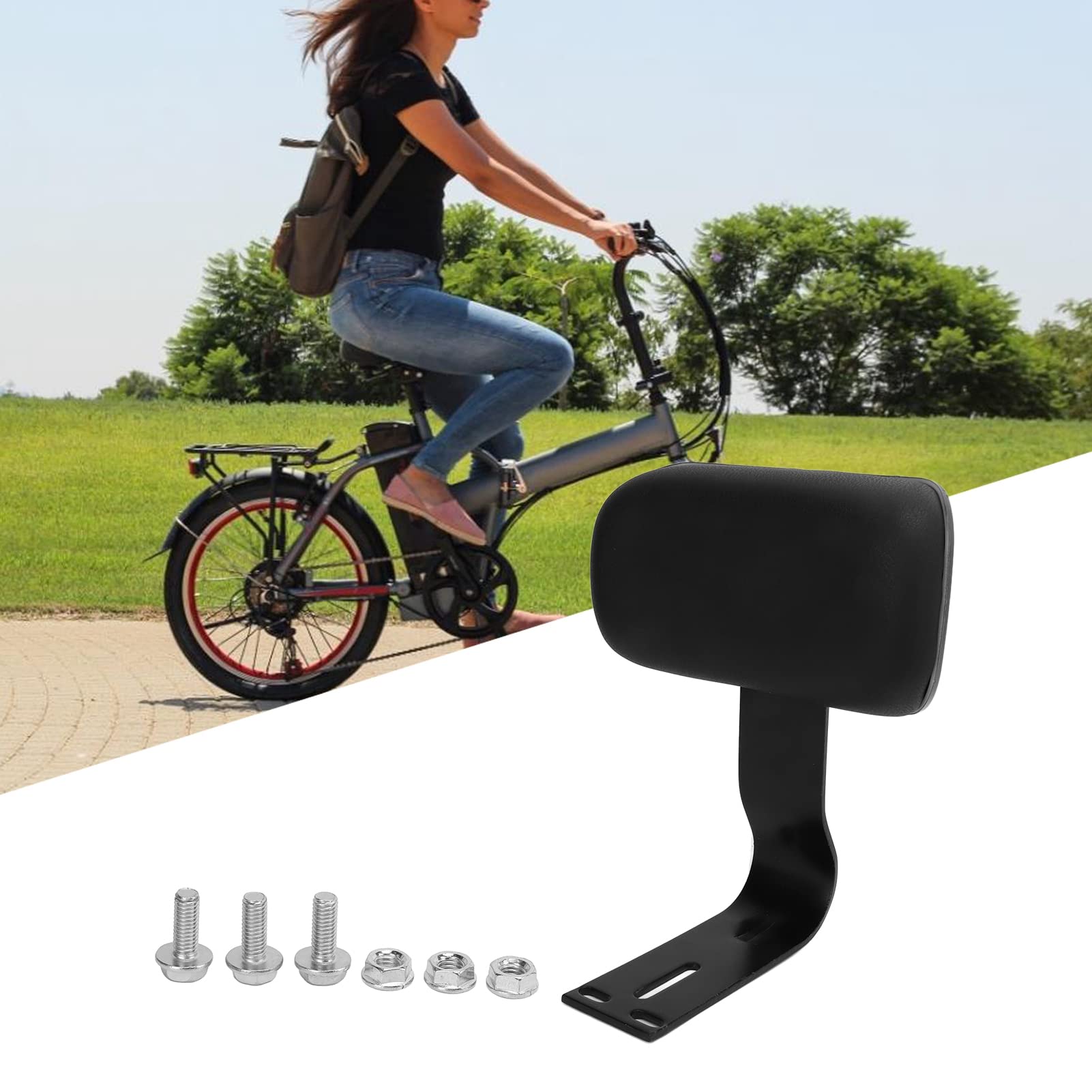 Schienale per Bicicletta Elettrica, Confortevole Supporto Metallico a U, Schienale Posteriore per Passeggero, Nero for Famiglie Ciclisti e Viaggi Urbani Sicuri