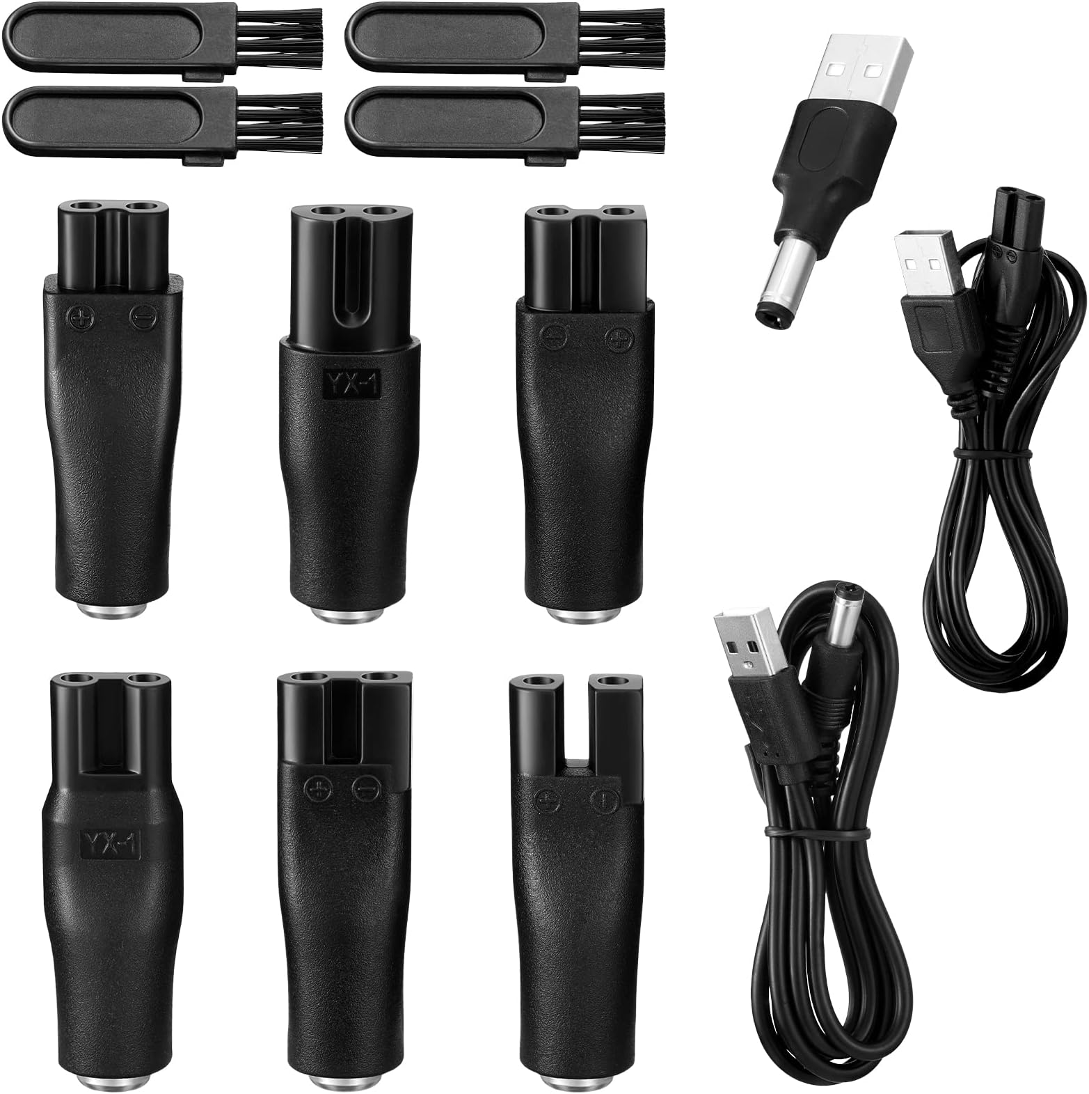 TOODOO 13 Pieces Replacement Charger USB Adapter Replacement Shaver Charger Cord USB Cable USB Data Line and Cleaning Brush Shaver Brushes for Electric Shavers, Beauty Equipment, Lamps and So on