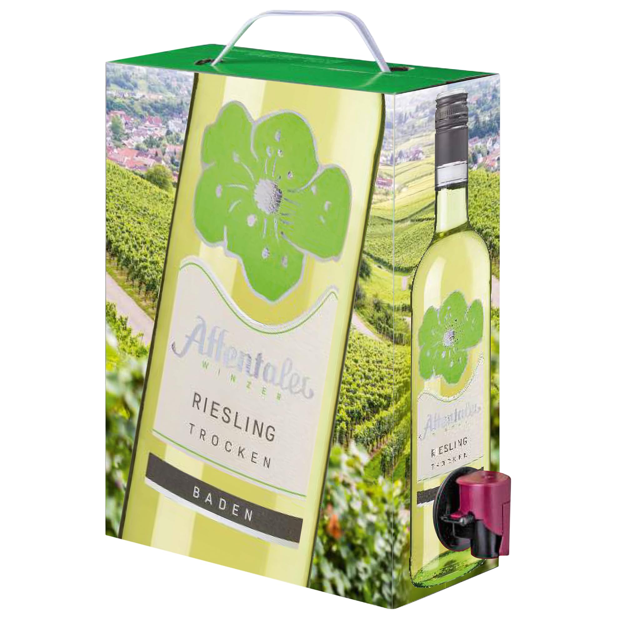 Affentaler 3 L Wein Box Riesling trocken – Bag in Box 3 Liter – Frischer Weißwein für Party, Tasting – Wein Geschenk Set für Geburtstag, Ostern, Camping