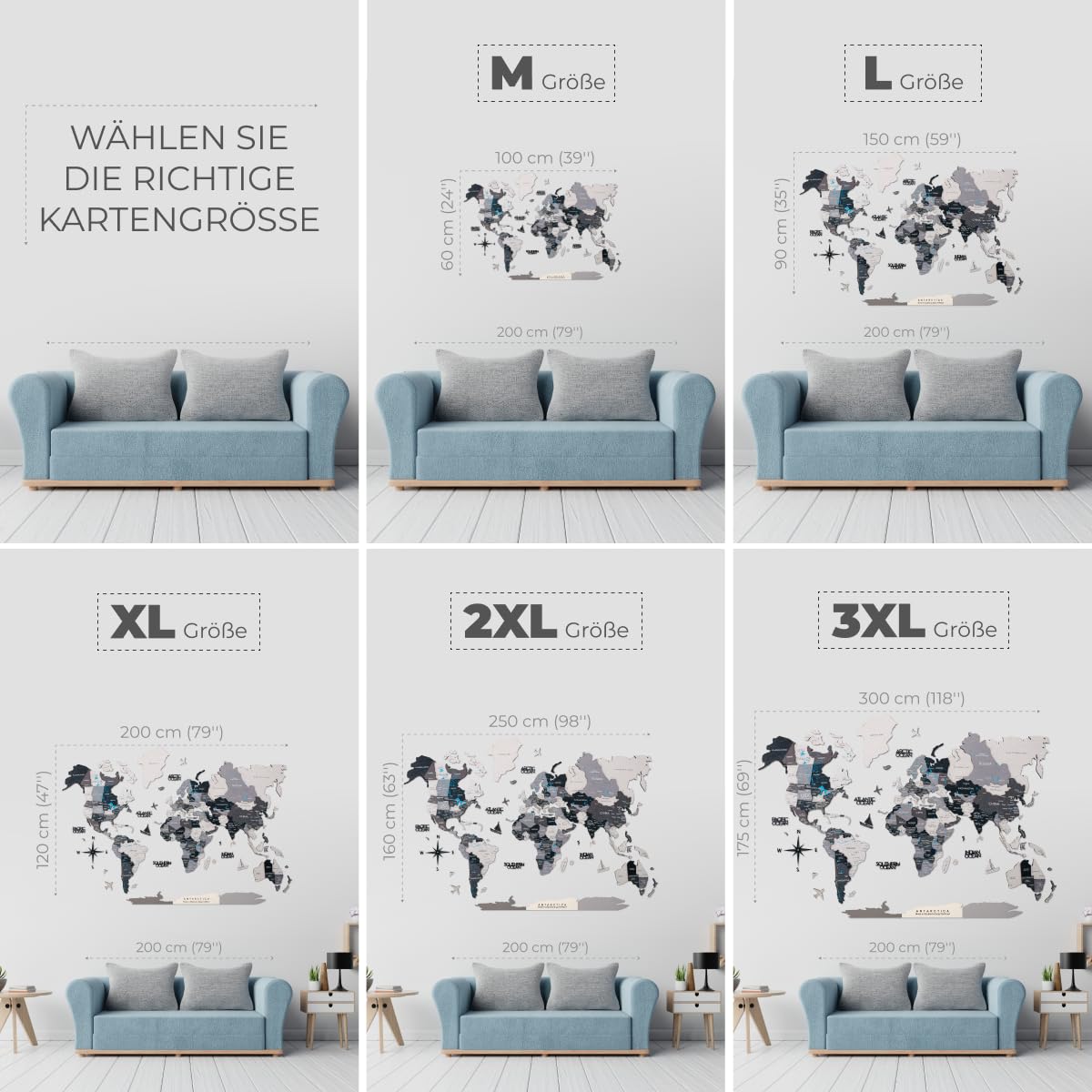Enjoy The Wood - 3D Weltkarte Holz zur Wand Deko Wohnzimmer - Geschenkidee für Wanderer - Wandkunst zum Pinnen für Reiseziele - Wanddeko für Zuhause und Küche oder Büro (Nordik)