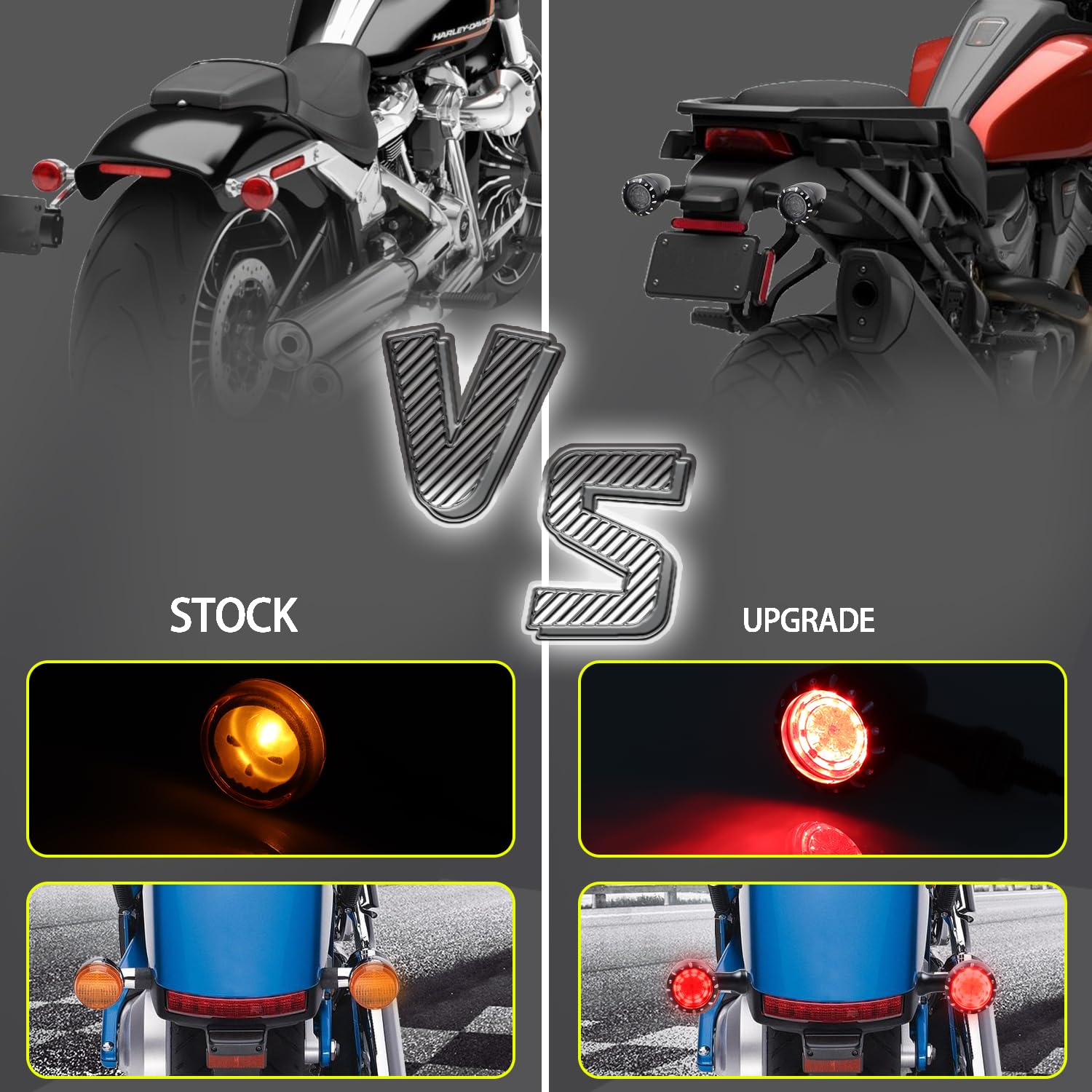 Amber LED Rear Turn Signals For Harley Sportster 883/XL1200 1992-2022 - Chrome Housing 7 thumbnail image