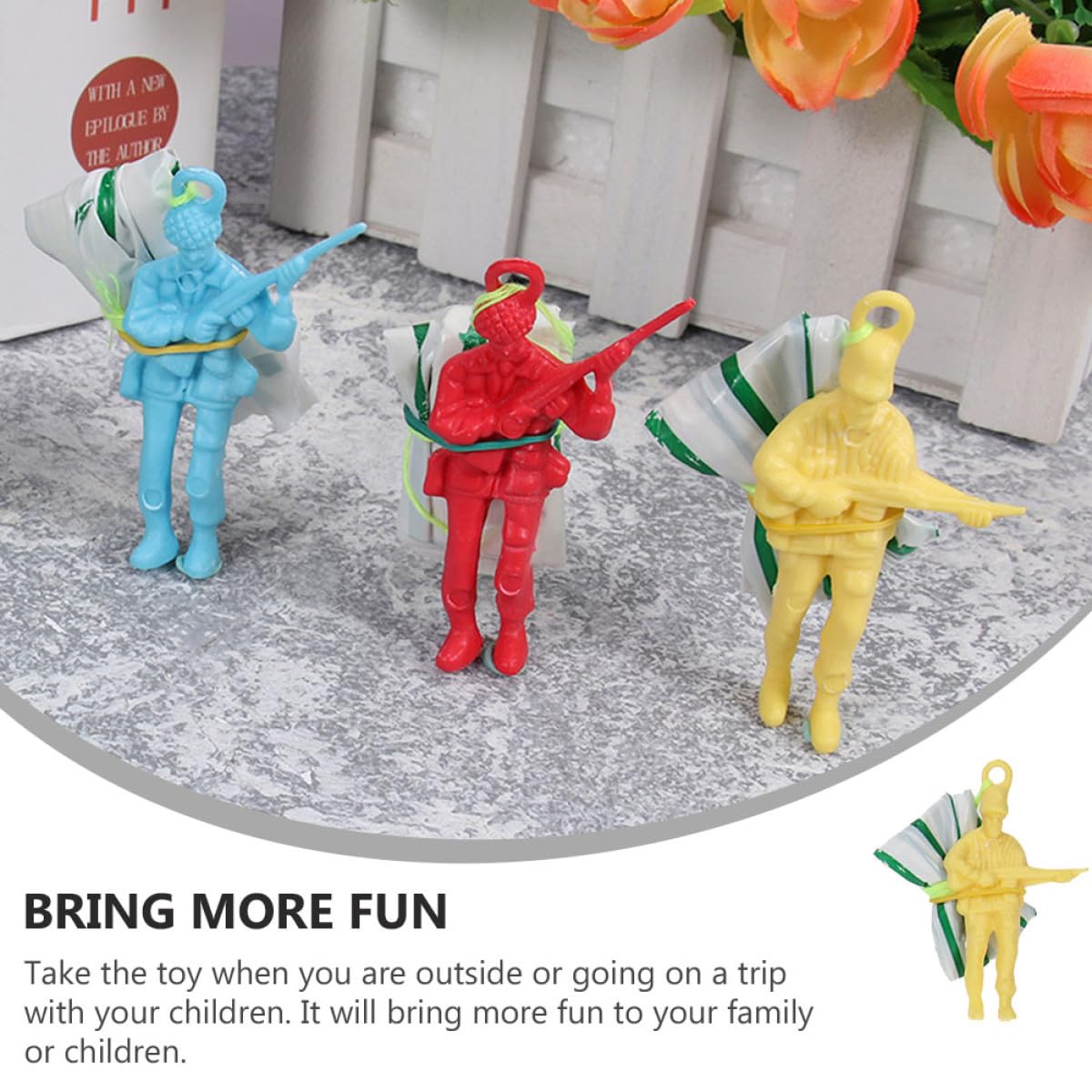 WOONEKY Set de 30 Juguetes de Paracaídas para Niños Figuras de Plástico, sin Montaje, para Uso al Aire Libre en Viajes y Diversión Garantizada