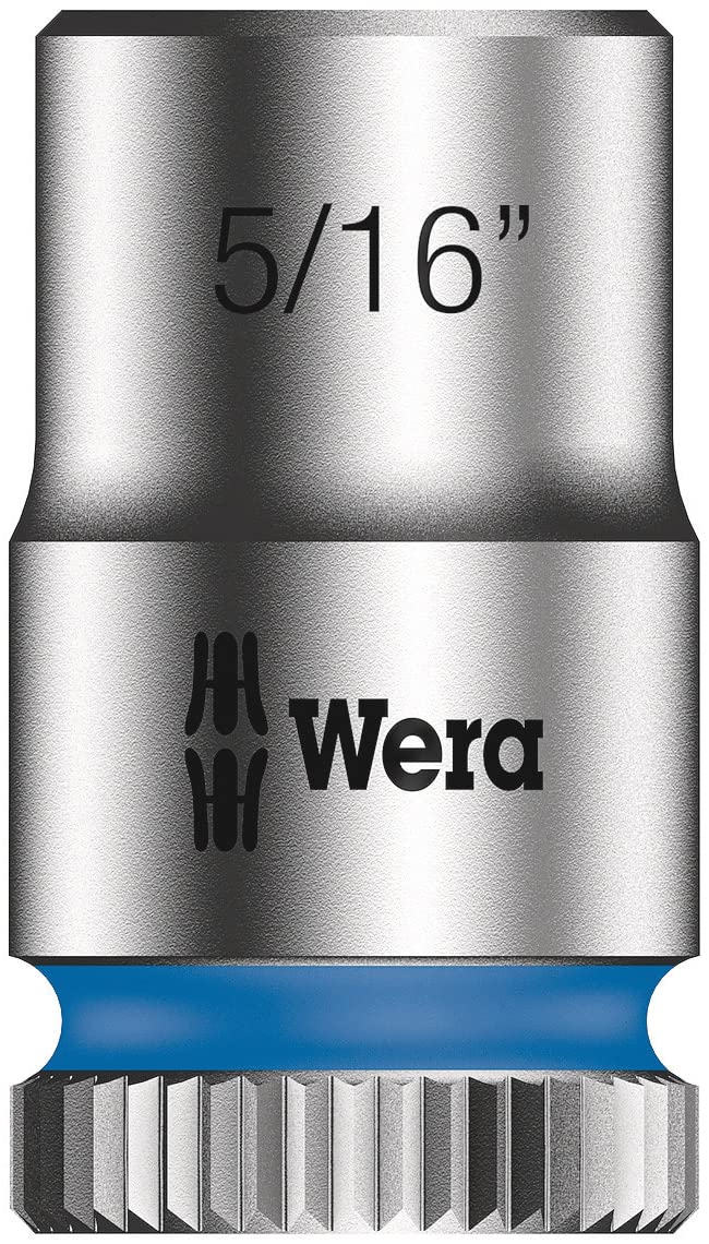 Wera 05005420001 Juego de llaves de vaso Zyklop en tira magnética A Imperial 1, arrastre de 1/4", en pulgadas, 9 piezas, Negro