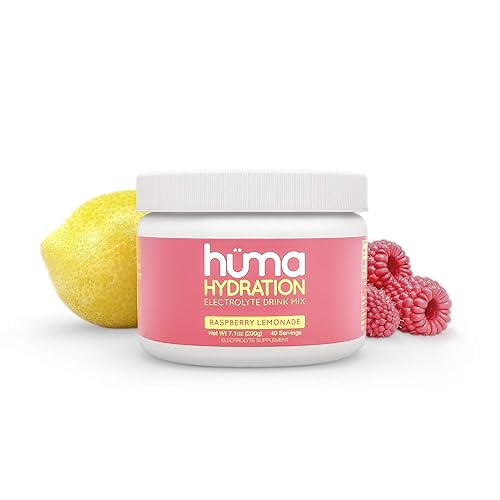 HUMA CHIA - Mezcla de bebida de hidratación, limonada de frambuesa, 40 porciones, baja en calorías, polvo alto en electrolitos, 100% natural, 0.04