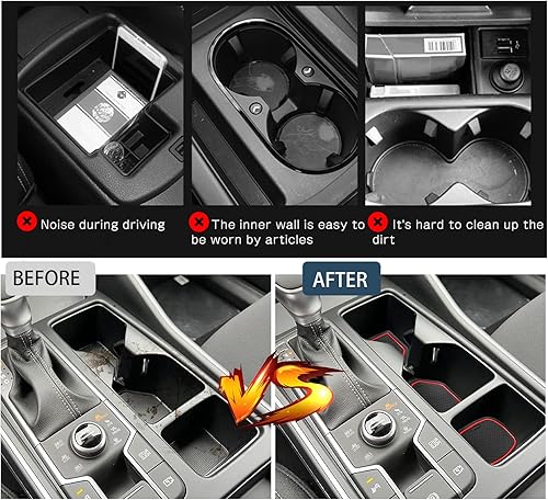 Miniatura 4 de Alfombrillas con ranura para puerta para Kia Sorento 2021-2026, accesorios para portavasos, insertos de goma antideslizante, alfombrillas interiores