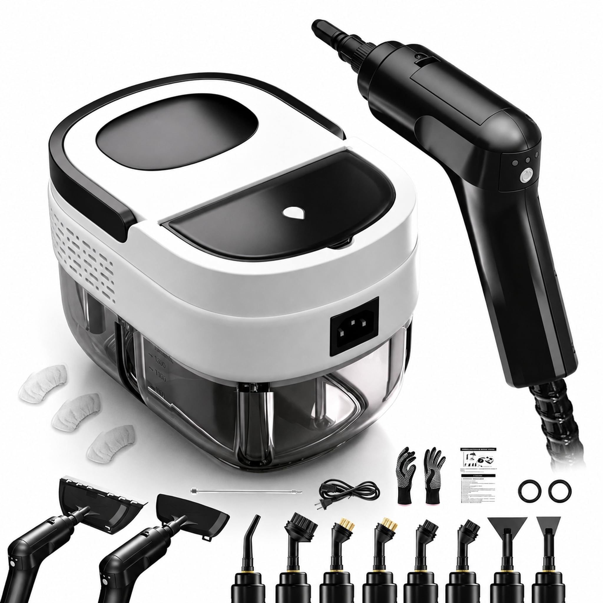 Dampfreiniger Handgerät, Tragbarer Hochdruck Dampfreiniger für Zuhause & Auto, 3-Stufiger Griff, 15 Sekunden Aufheizzeit, 1,6 L Wassertank, Steam Cleaner für Fenster, Küche, Bad, Polster, BBQ