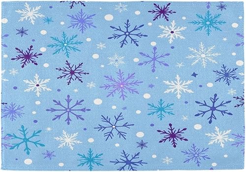 Miniatura 24 de Bolaz Juego de 4 manteles individuales abstractos con diseño de copo de nieve rojo de Navidad, lavables, para cocina, comedor, decoración de mesa