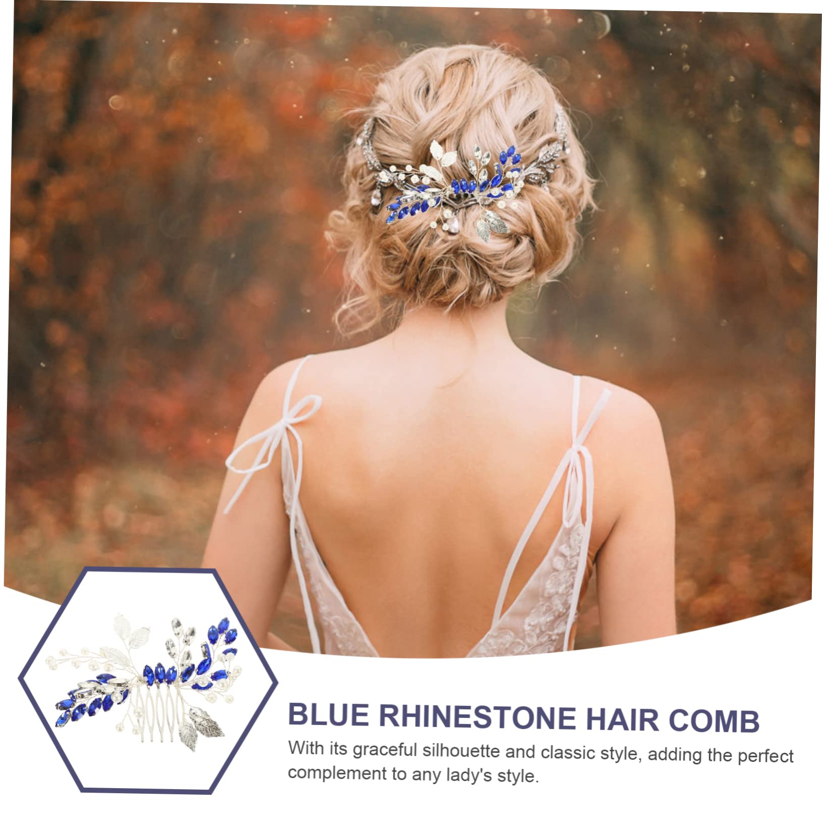 POPETPOP 8 Piezas Tocados De Novia Accesorio Para El Cabello Para Mujer Accesorios Para El Cabello De Boda os Para El Azul Peine Hoja De Plata Europeo y Americano Metal