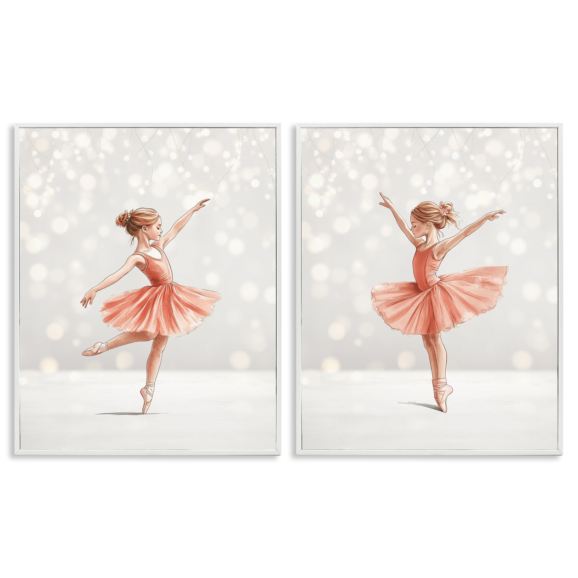 Stupell Industries 'Dancers In The Light', 2pc Framed Giclee Art Set 2, White, 16 x 20 Inches, Easy to Hang and Sturdy, Made in USA, by Christine Simpson Art