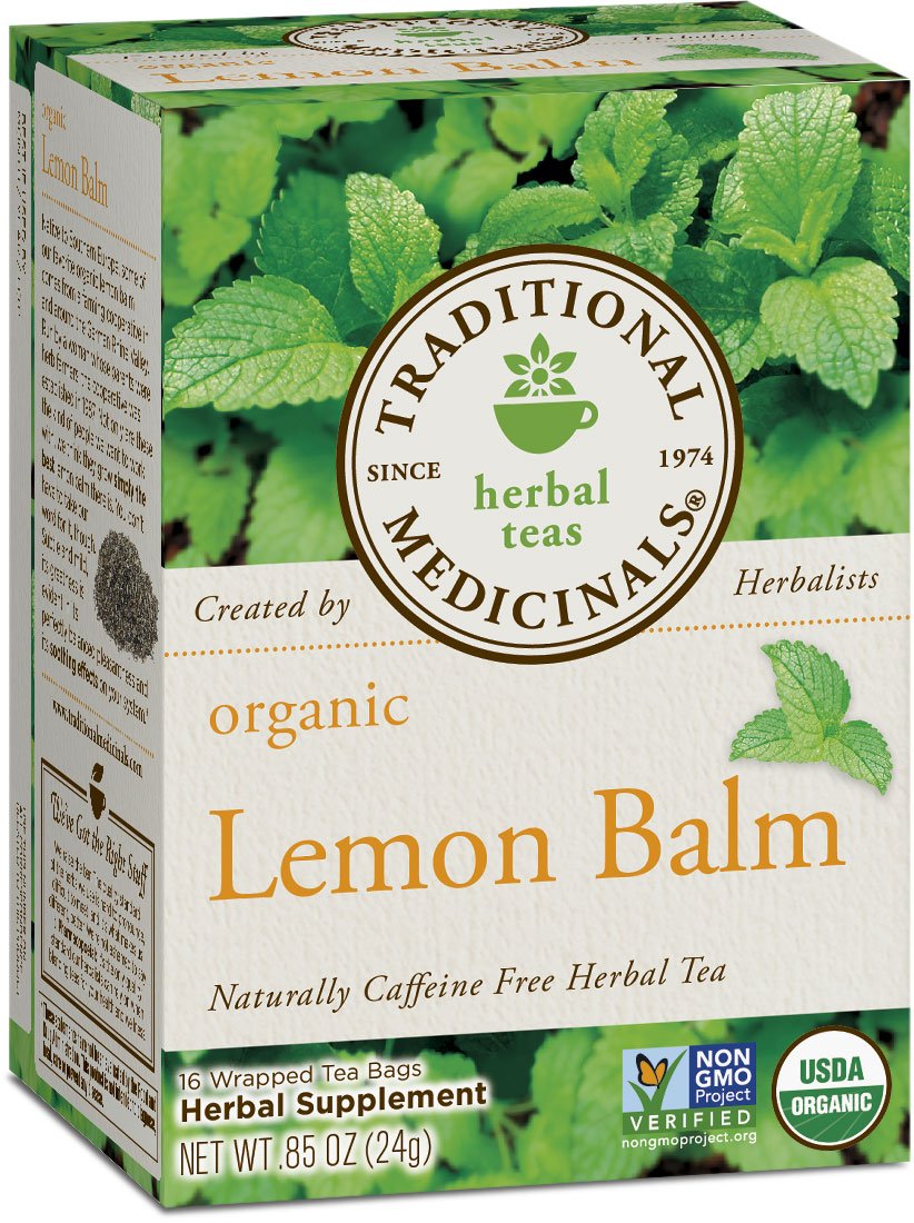 Traditional Medicinals Organic Lemon Balm Herbal Tea (Pack of 1), Calms Nerves & Supports Healthy Digestion, 16 Tea Bags