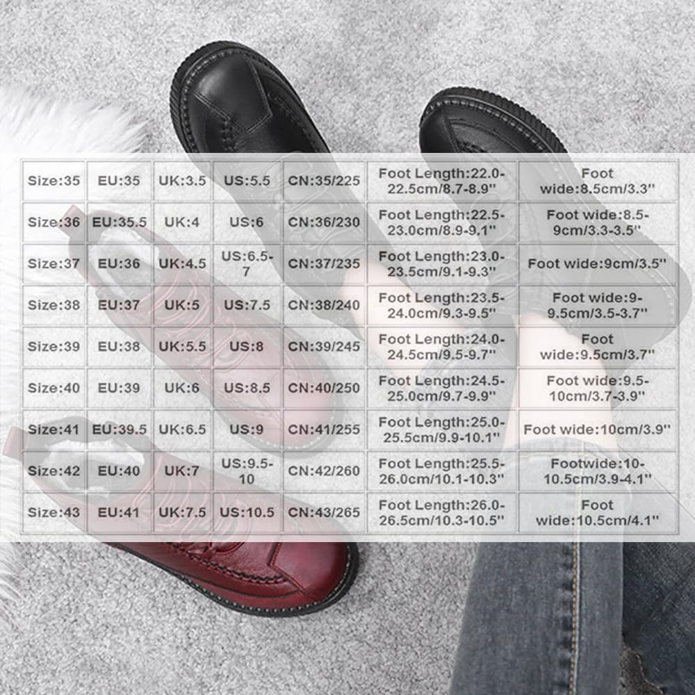 Women's Fleece Thickened Warm Cotton Shoes, Winter Waterproof Wide Leather Ankle Boot Slip on Short Snow Dress Boots