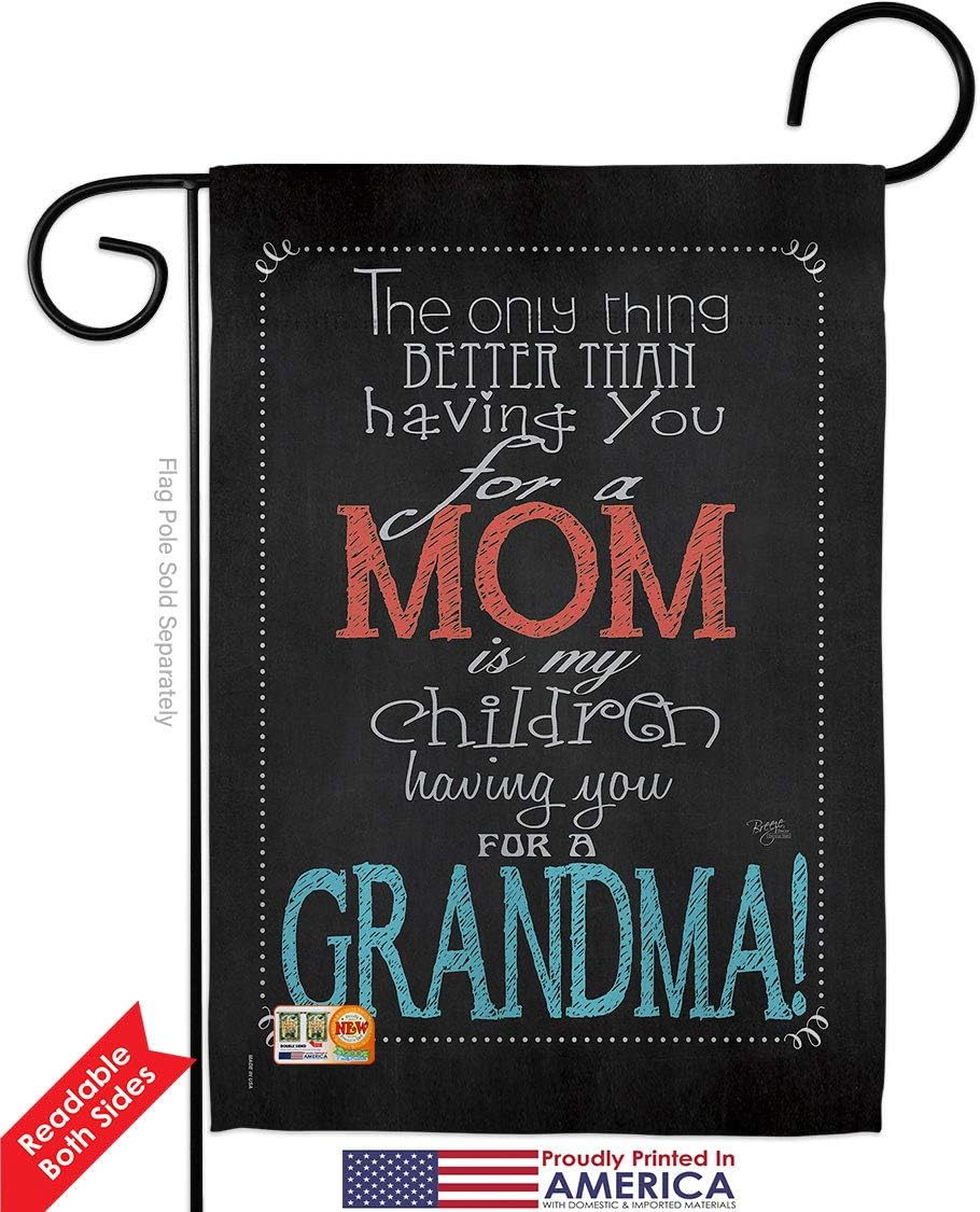 Mom Grandma Garden Flags Pack Family Mother Day Mama Love Flowers Parent Sibling Relatives Grandparent USA Vintage Applique Small Decorative Gift Yard House Banner Double-Sided Made In 13 X 18.5
