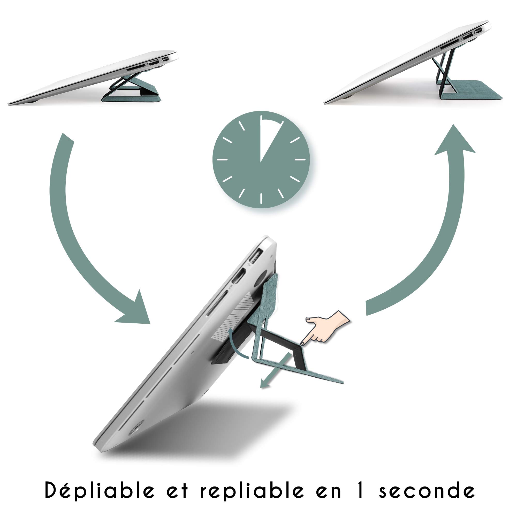 Support Ordinateur Portable BRAVO ALFRED EasyStand - Réglable 3 Hauteurs, Collable, Ultra Fin Et Portable