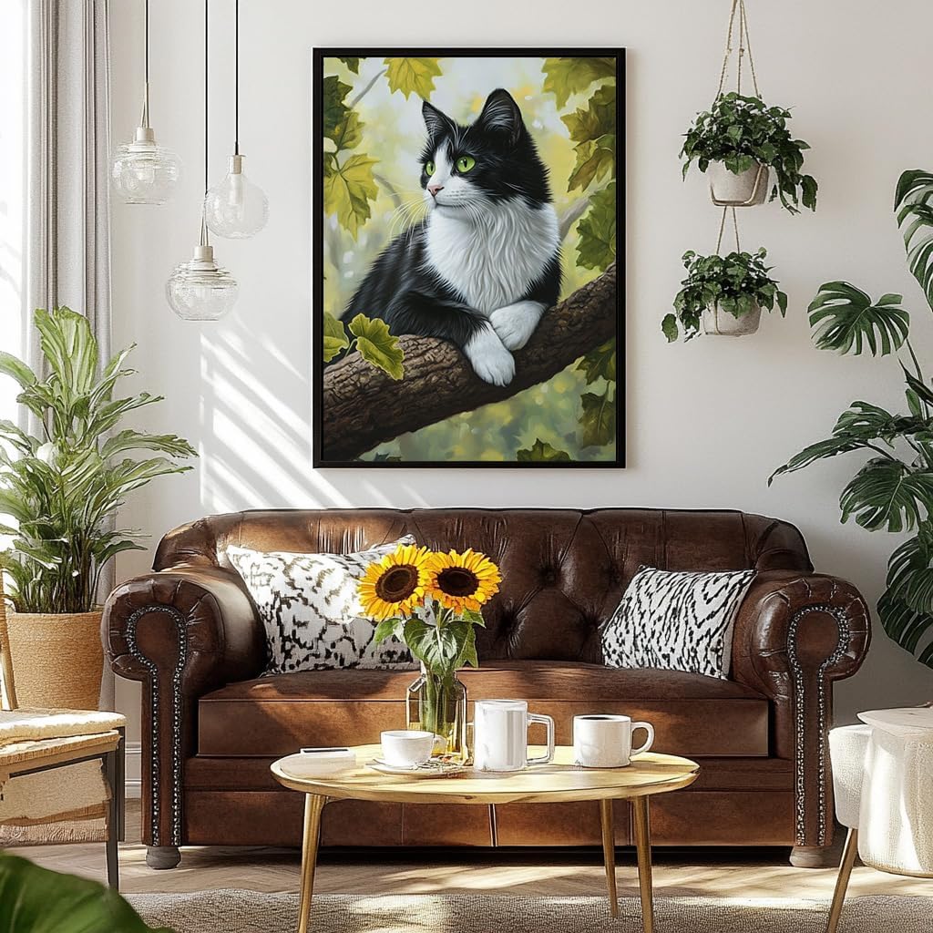 5D DIY Diamond Art Painting Cat- Full Drill Diamond Art,5d Diamond Mosaic Painting Kits, Round Rhinestone, Diamond dots- Fun Gifts for Adults & Beginner, Craftwork for Indoor Décor -11.8x15.8 Inch image 2