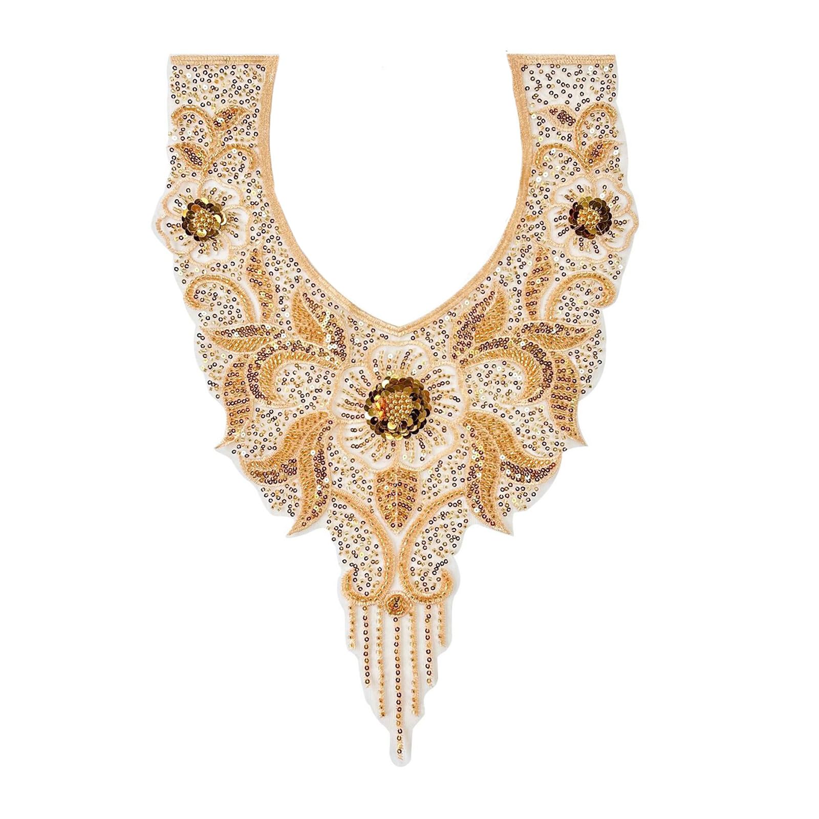 our fave Applique Sew on Collar Patches for Wedding Dress Decoration Embroidery Sequins Beads Sew on Applique Fabric