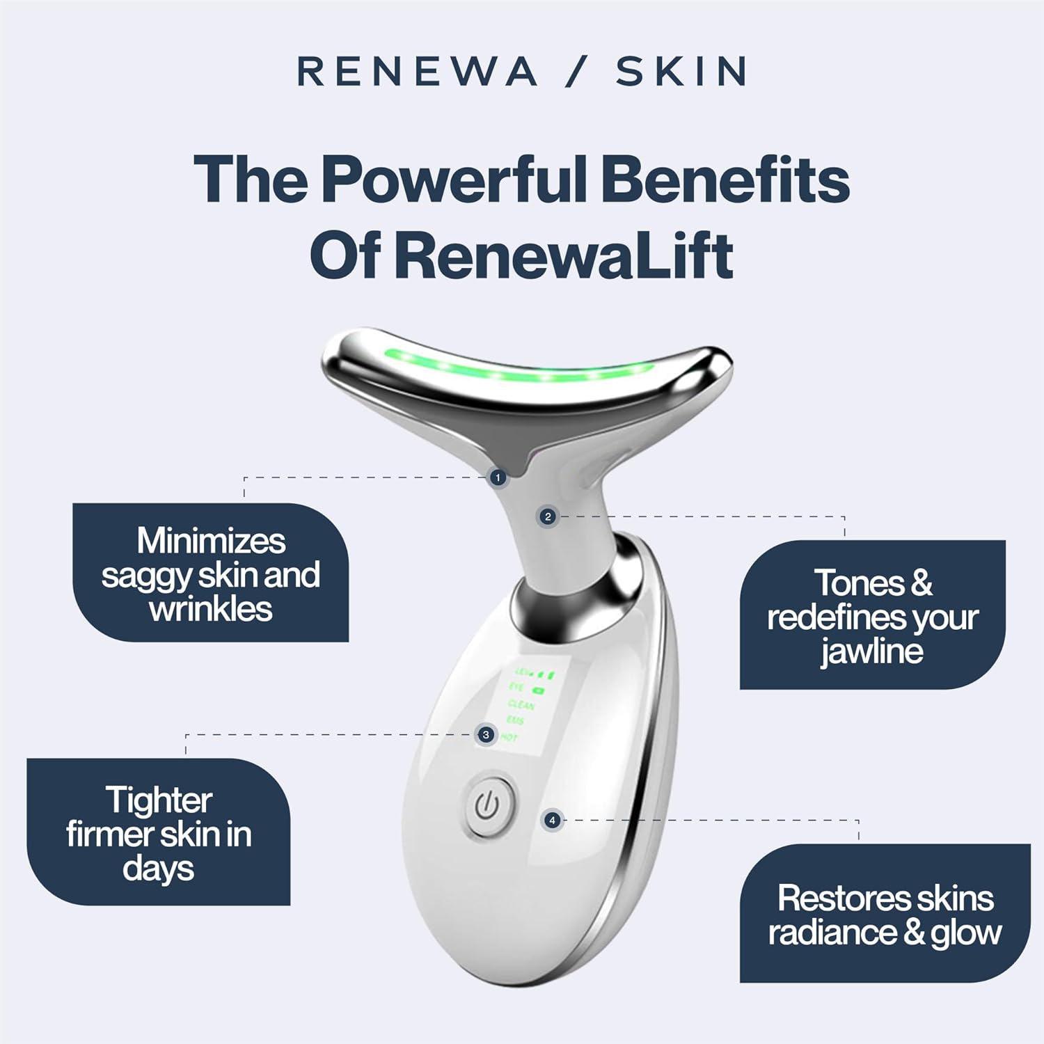 RenewaLift Face & Neck Sculpting Tool | Handheld Beauty Device with Gentle Light & Soothing Vibration | at-Home Skincare Tool for a Smoother, Refreshed, and Radiant-Looking Complexion - Image 3