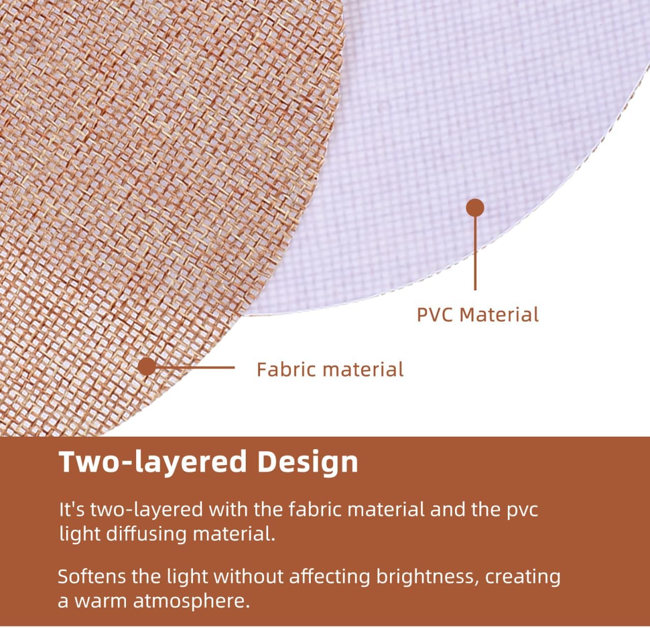 HOMSFOU 2pcs Lampshade Diffuser: 6.3In Fabric Lamp Shade Diffuser - Two-layer Design for Ceiling Light, Chandeliers, Downlights, and Spotlights (Light Brown)