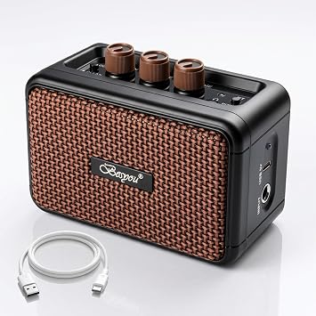 5W Mini Guitar Amplifier Dual Speakers Rechargeable Bluetooth Amp