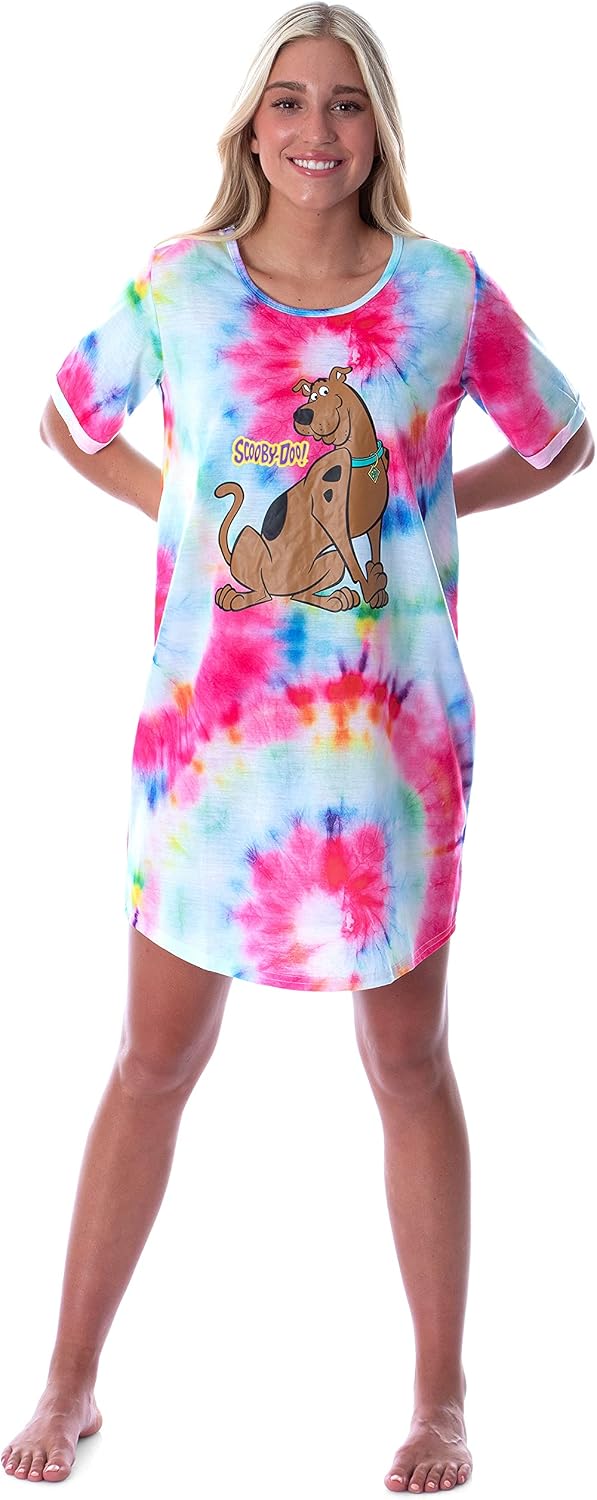 INTIMO Scooby-Doo Women's Cartoon Graphic Tie Dye Nightgown Sleep Shirt Pajama