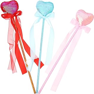 SUPVOX Varita De Lentejuelas Para Niñas Juguetes De Princesa Varitas De Hada Estrella Decoración De Corazón Para Fiesta Discoteca A Granel Hada Colorida Cumpleaños Rosa Para