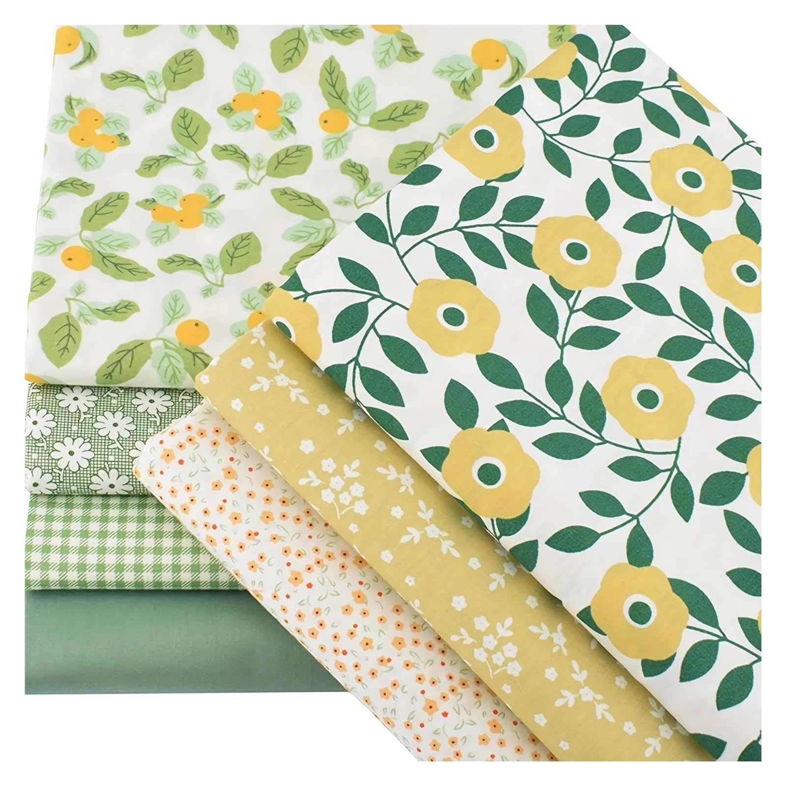 Tissu à Carreaux 7 pièces de tissu en coton à carreaux floraux verts