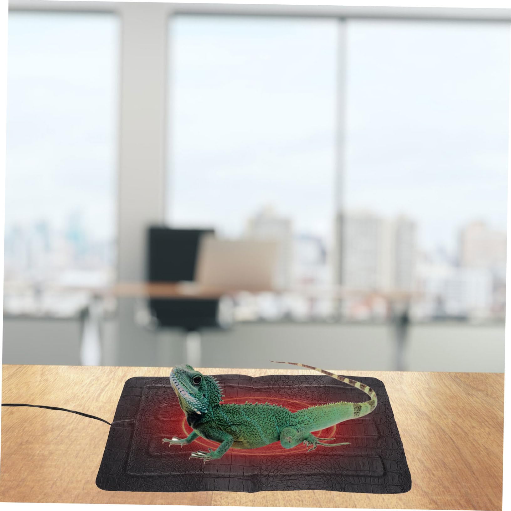 Almohadilla Térmica para Reptiles USB de 3 Niveles, Cuero Negro Portátil | Alfombrilla Térmica para Reptiles, Calor Eléctrico, para Caja de Reptiles y Exterior, para Pequeños Animales