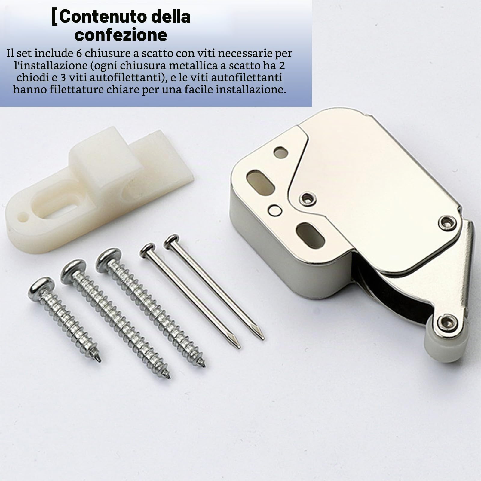 5 Pezzi mini chiusura porta,ferma porta push pull per ante,mini fermo a molla chiusura dell'armadio,chiusura dell'anta dell'armadio a molla,Scrocco a Molla Per Armadi,calamite per mobili chiusura