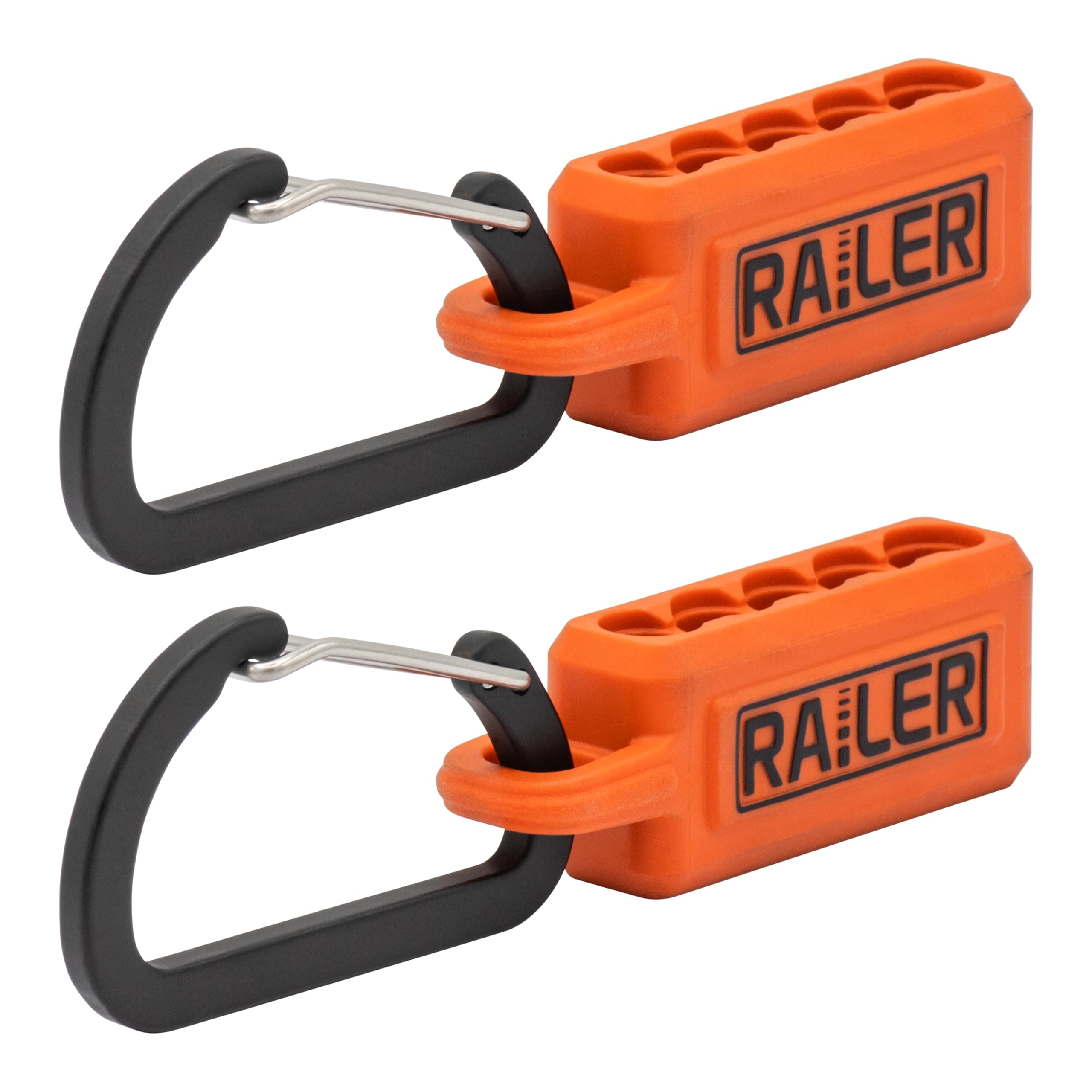 Screwdriver Bit Holder Storage Organizer – Railer 5-Hole Orange Bit Holder with Carabiner - 2 Pack