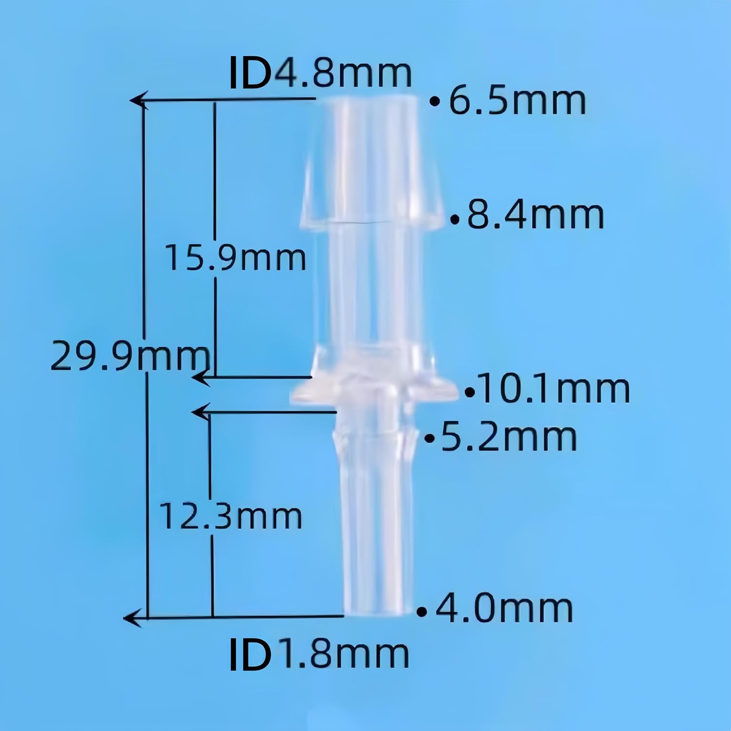 Luer Slip to Barbed Hose Fittings for Laboratory Biochemical Food Machinery Aquarium Equipment Massage Equipment Inkjet Printing Food-grade PC 100PC/PK (1/4'', for 6.4mm Hose ID)