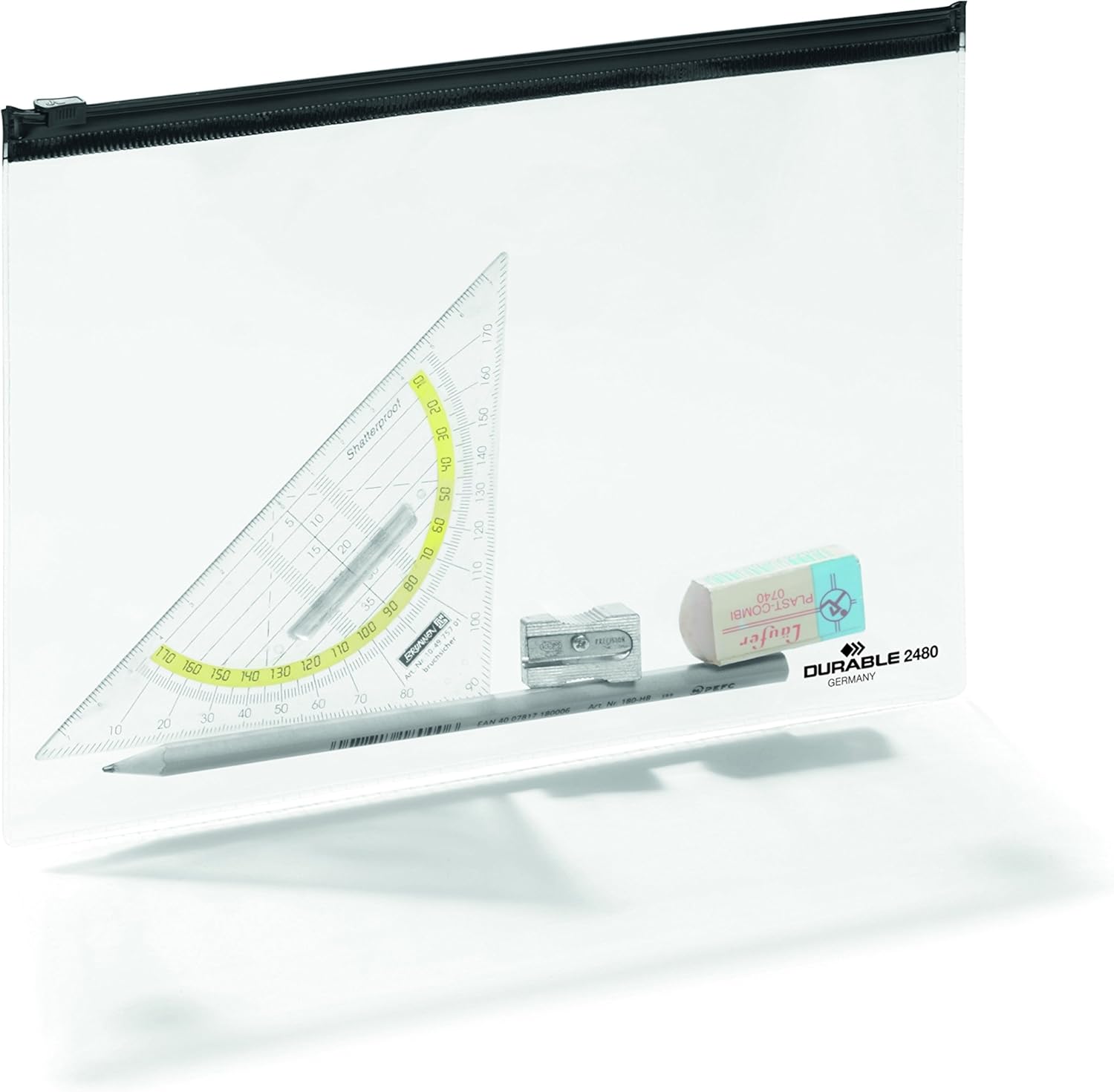 Durable Zip Bag 248001 Zip-Up Stationery/Document Case A5 Pack of 5 Transparent