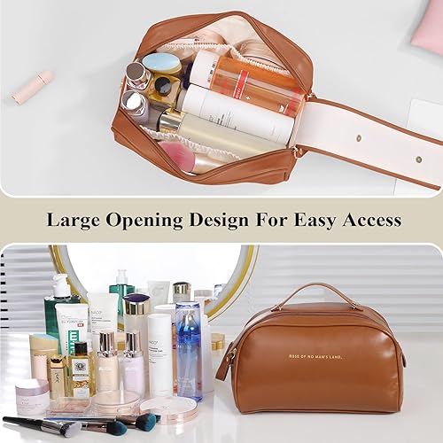 Miniatura 4 de MoKo Travel Makeup Bag Organizer - Large Capacity Portable Cosmetic Bags, Travel Essentials Toiletry Bag Come with 4 Pack Bottles, Brown