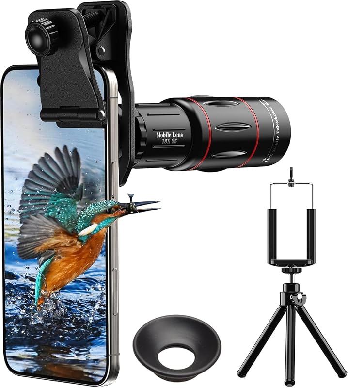 18X Telephoto Lens, Hight Power Telephoto Phone Lens with Tripod, Mobile Cell Lens Attachment for Android & iPhone, Samsung and Most Smartphone
