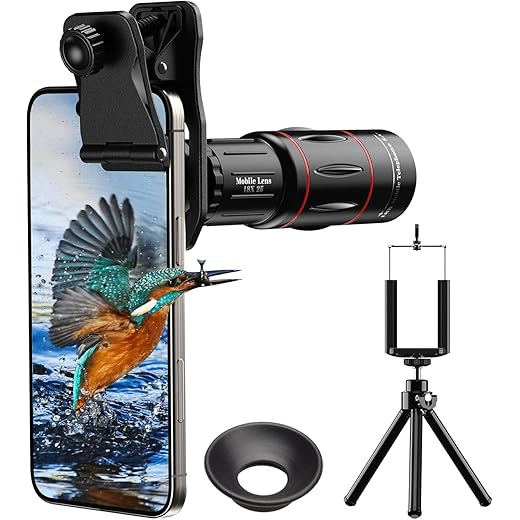 Evil eye 18X Telephoto Lens, Hight Power Telephoto Phone Lens with Tripod, Mobile Cell Lens Attachment for Android & iPhone, Samsung and Most Smartphone