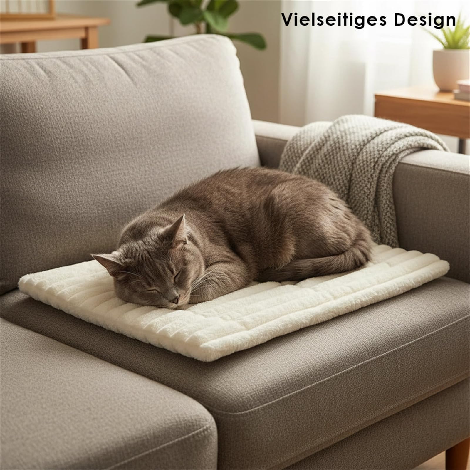 Fellvio Selbstheizende Katzenmatte und Hundedecke waschbar wärmende Haustierdecke mit Rutschfester Unterseite für Katzenbett und Hundebett