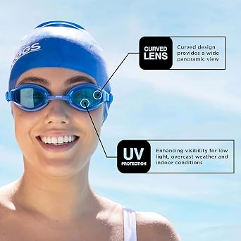 Zoggs Unisex Adult Endura Max Titanium Adjustable Swimming Goggles with Silicone Gasket & Anti-Fog UV Protective Curve Lenses