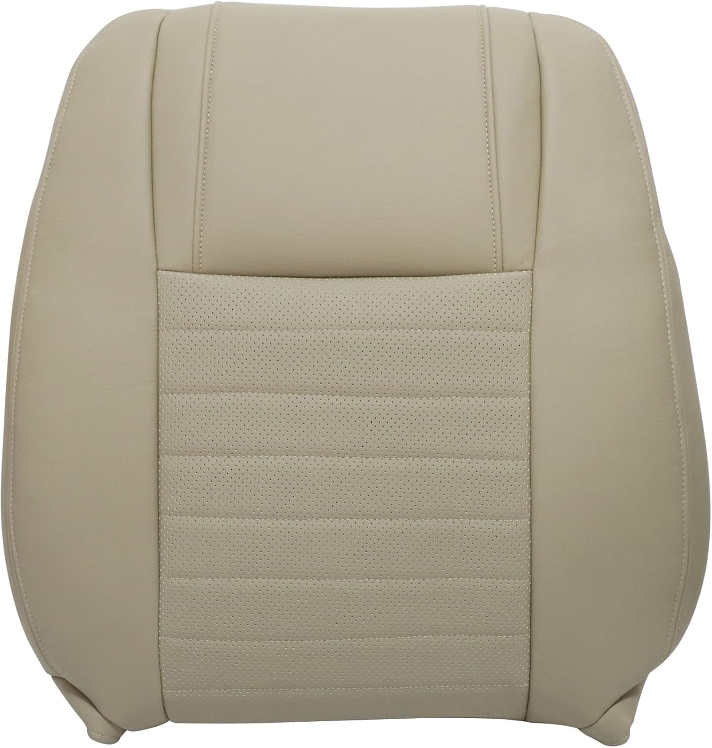 Driver Side Bottom & Top Lean Back Perforated Leather Seat Cover Tan Compatible with Ford Mustang 2005 2006 2007 2008 2009