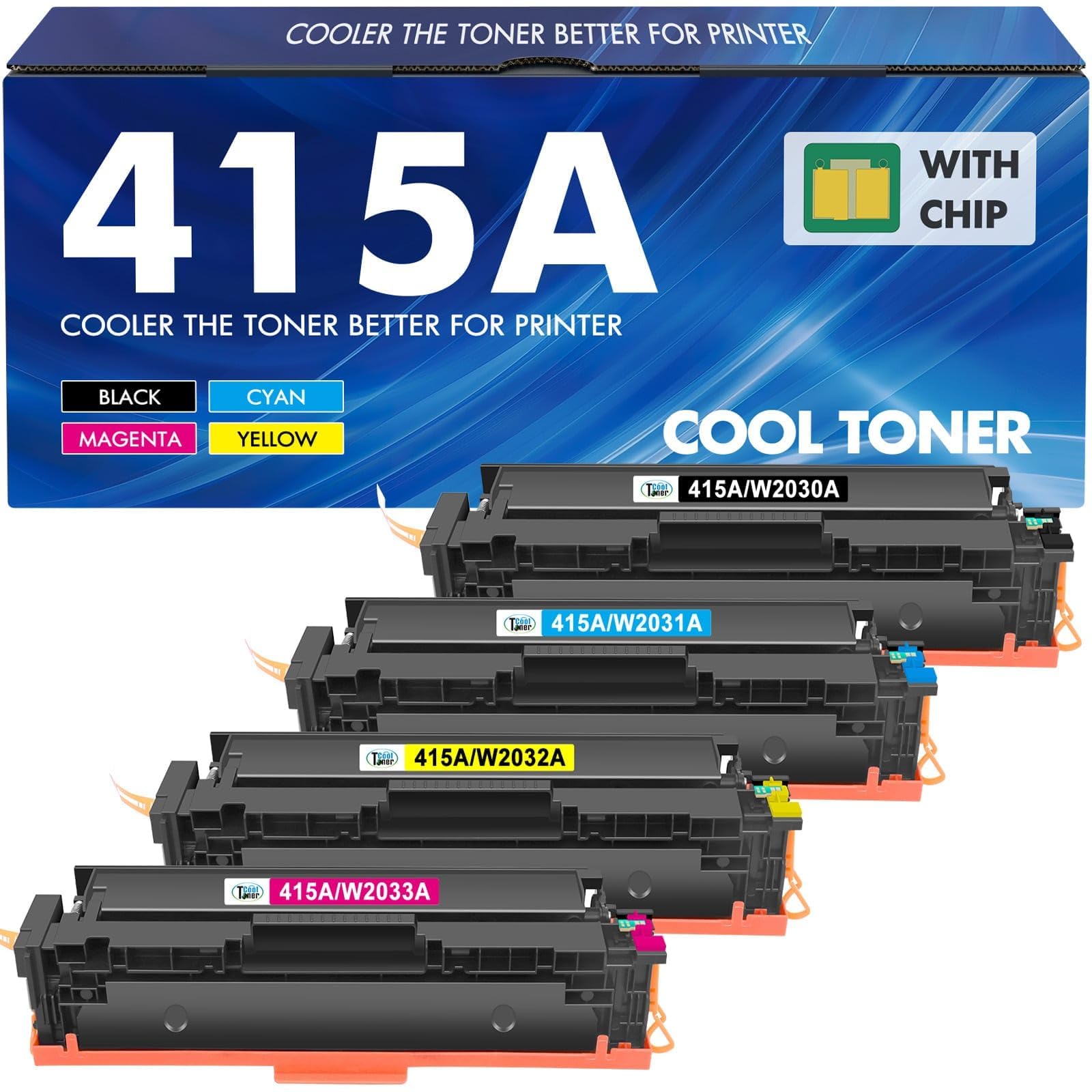 415A MFP M479fdw Toner: (Mit Chip) Kompatible Ersatz für HP 415A 415X Color LaserJet Pro MFP M479dw M479fdw M479fnw M479fdn M454dn M454dw W2030A (4er-Pack, Schwarz Cyan Gelb Magenta)