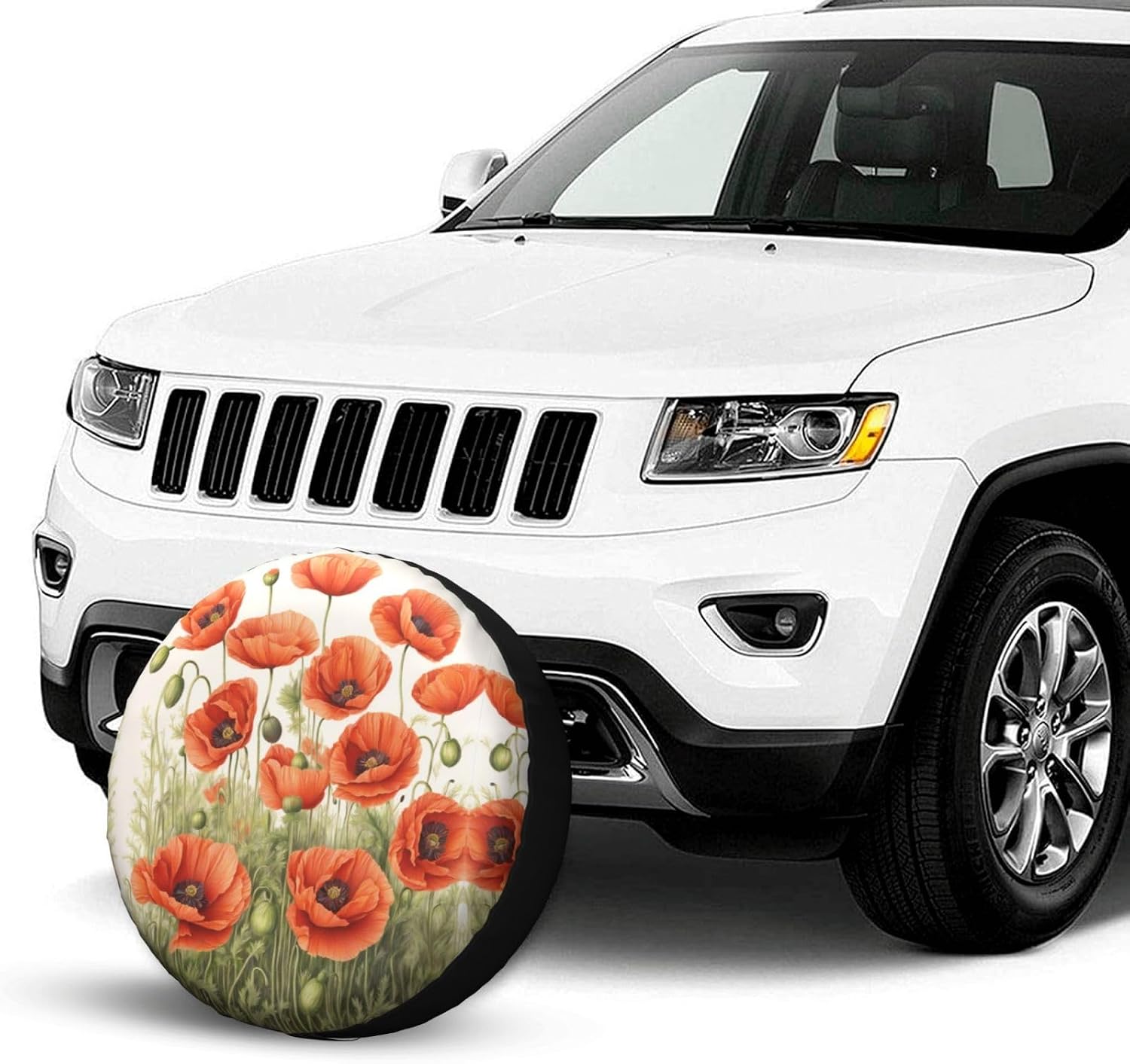 Poppy Flowers Print Tire Cover Universal Spare Wheel for Trailer Rv SUV Truck Camper Travel Accessories