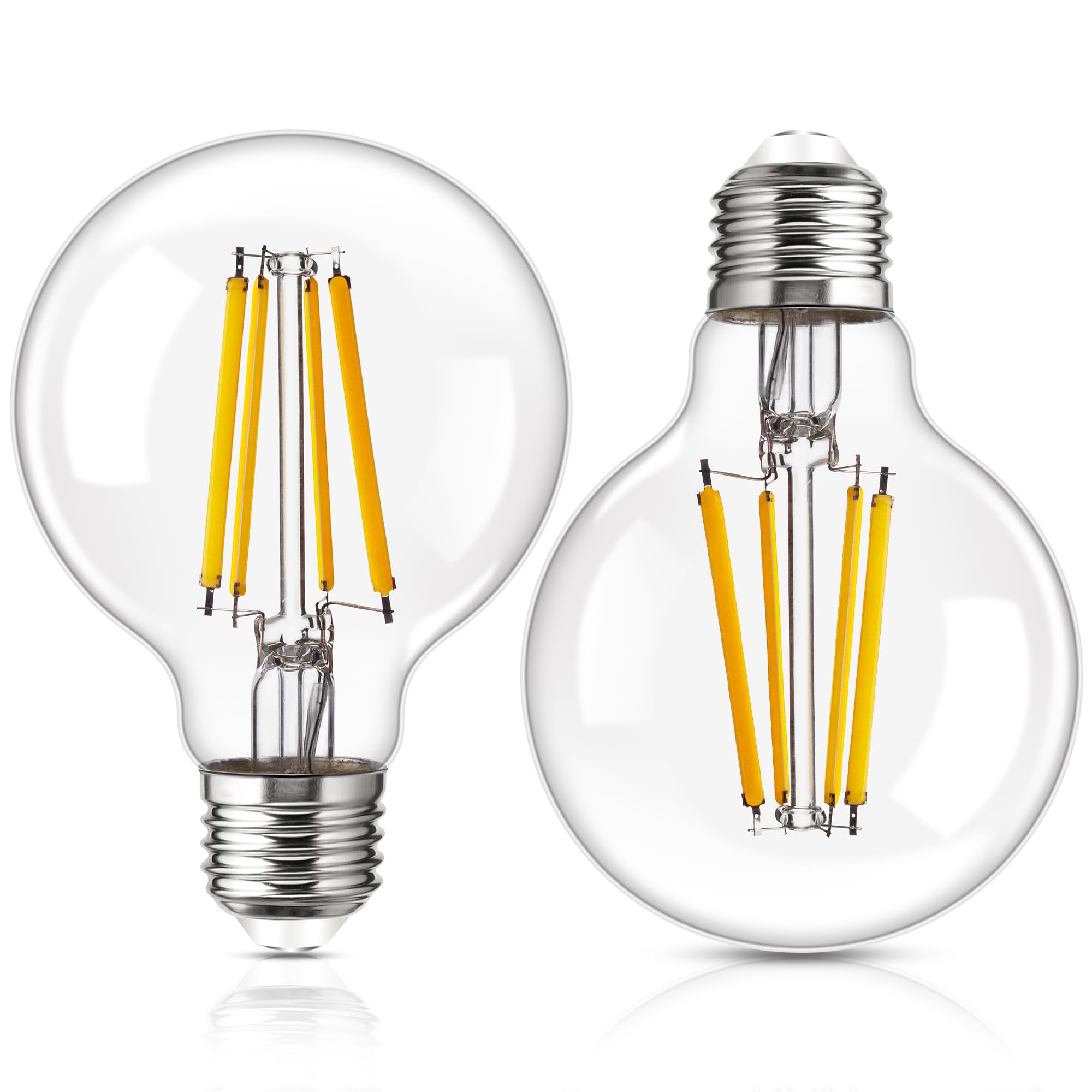 Genixgreen Dimmable E27 LED Bulbs,Edison Screw Bulbs ES Globe Filament Bulb G80 12W Decorative Light Bulbs Retro Style,100W Equivalent,2000LM,Clear Glass,Warm White 2700K,2 Pack