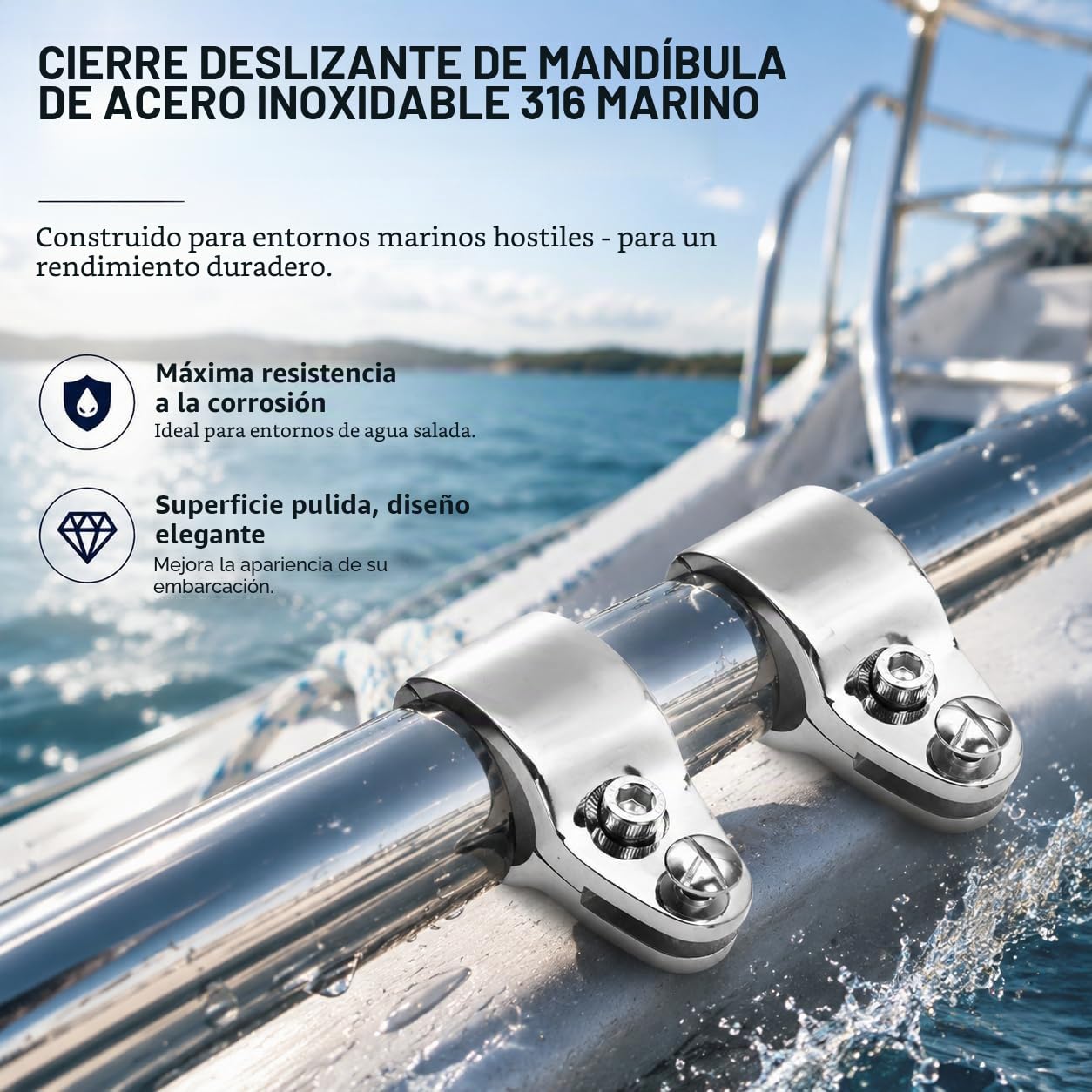 Toboganes de Mandíbula Marinos de Acero Inoxidable, Accesorios de Hardware con Bisagras para Barco, 25 mm, 2 Piezas